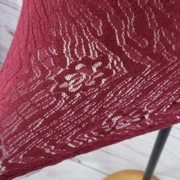 Erin London Womens Burgundy Lace Long-Sleeve Top Size M - Picture 7 of 7